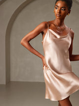 [Pale Mauve] SilkSilky-AU Sleeveless Cowl Neck Dress 003