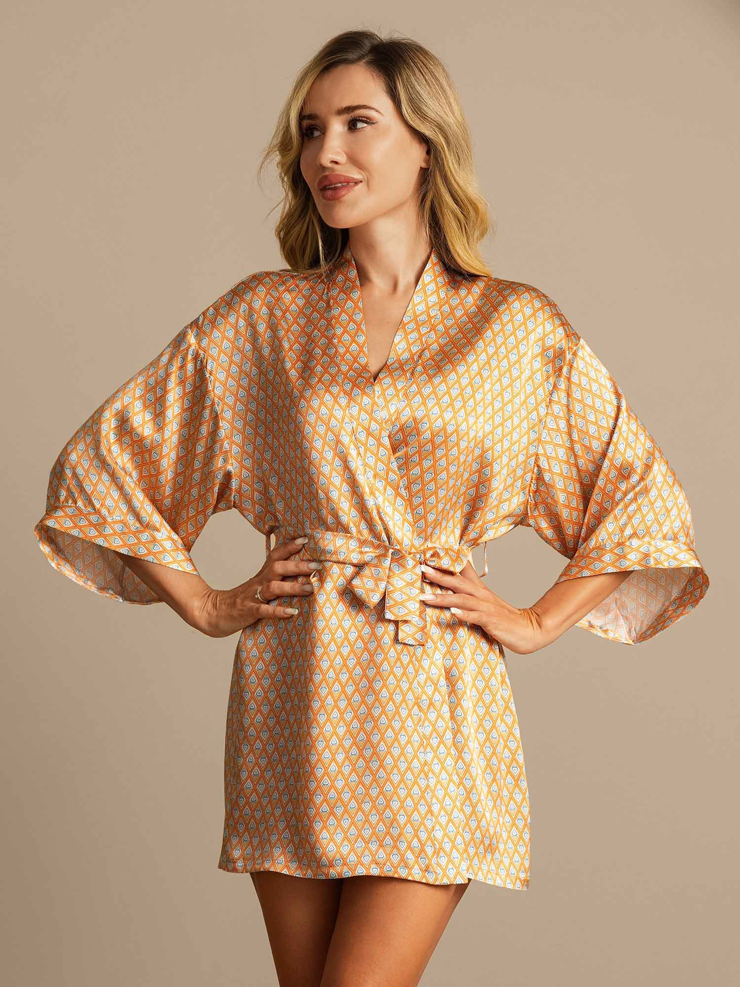 [Floral] SilkSilky-AU Pure Silk Womens Robe 001,