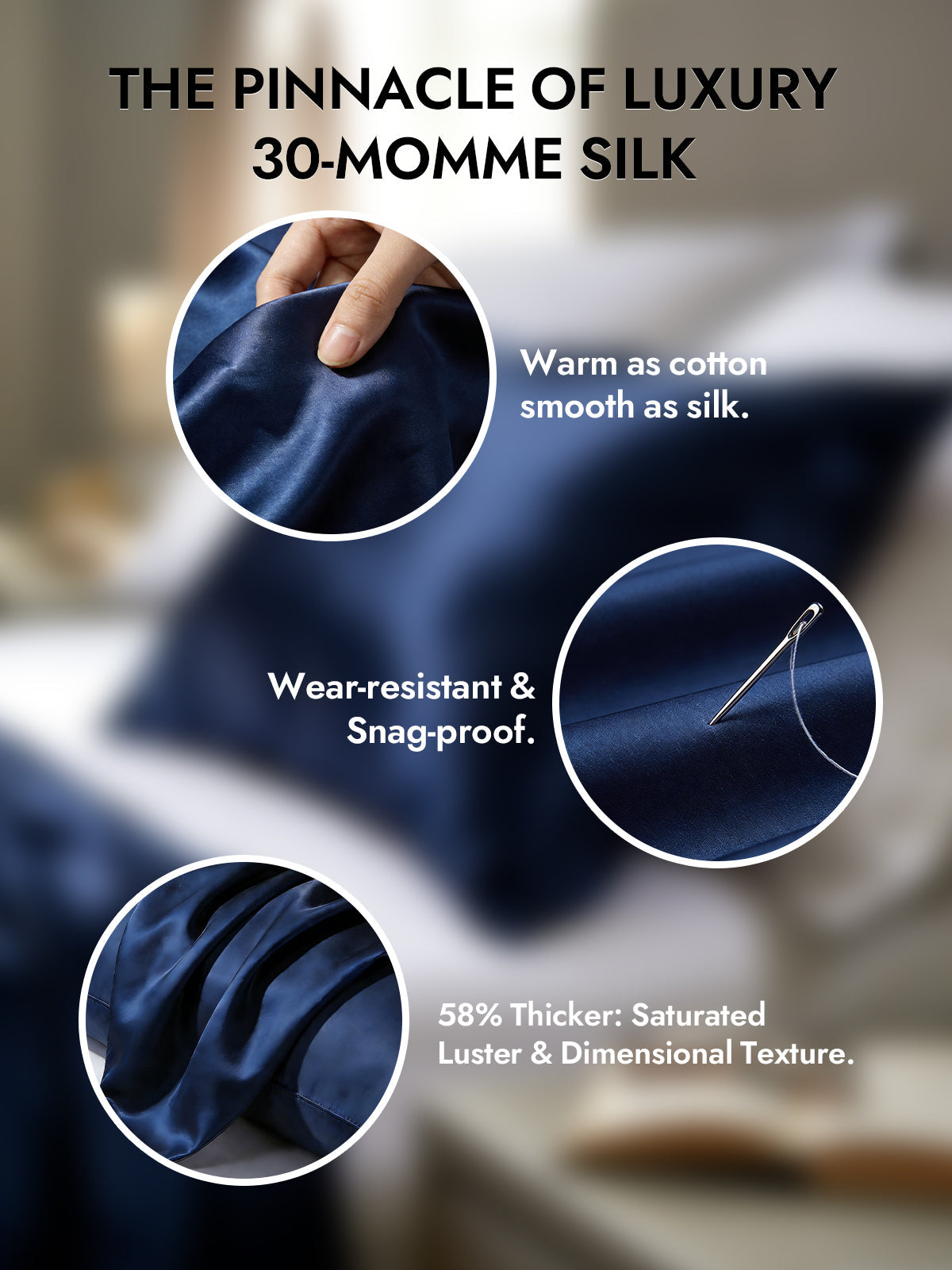 [Dark Blue] SilkSilky-AU 30Momme Pure Silk Pillowcase 002