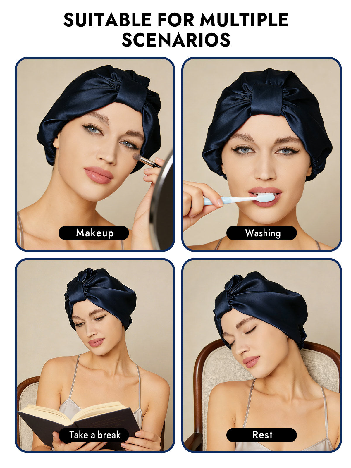 [Dark Blue] SilkSilky-AU Sleep Cap 006