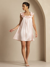 [Pink] SilkSilky-AU Sleeveless Square Neck Nightgown 007