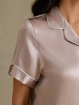 [Shadow Gray] SilkSilky-AU Short Sleeve Lapel Collar Women's Pyjamas 005