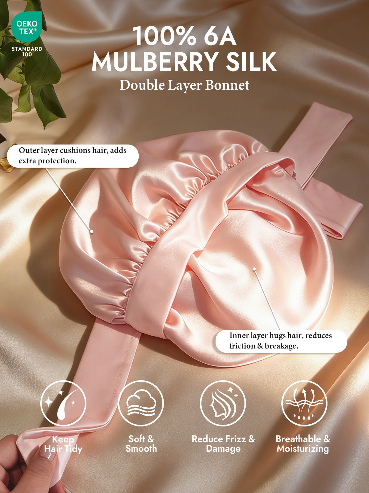 [Light Pink] SilkSilky-AU Sleep Cap 002