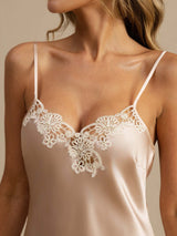 [Pink] SilkSilky-AU Sleeveless V Neck Nightgown 004