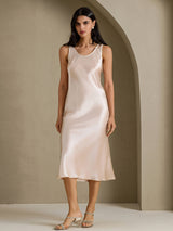[Beige] SilkSilky-AU Sleeveless Dress 006