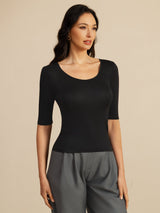 [Black] SilkSilky-AU Half Sleeve Women's T-Shirt 001