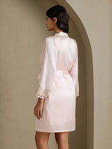 [Pink] SilkSilky-AU 3/4 Sleeve Women's Dressing Gown 002