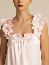 [Pink] SilkSilky-AU Sleeveless Square Neck Nightgown 004