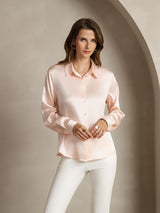 [Light Pink] SilkSilky-AU Long Sleeve Lapel Collar Women's Shirt 005