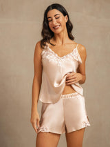 [Pink] SilkSilky-AU Sleeveless V Neck Camisole Set 003