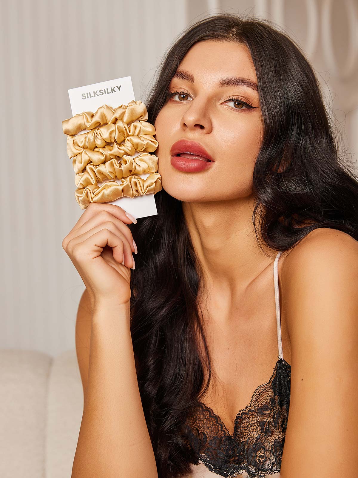 [Champagne] SilkSilky-AU 19Momme Pure Silk Scrunchie 002