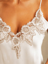 [White] SilkSilky-AU Sleeveless V Neck Nightgown 004