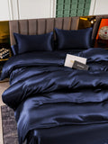 SilkSilky AU 25Momme Pure Silk Bedding Set DarkBlue 004