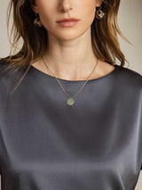 [Dark Gray] SilkSilky-AU 19Momme Stretch Silk Charmeuse Short Sleeve Boat Neck Women's T-Shirt 005