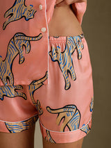 [Pink Cat] SilkSilky-AU Short Sleeve Lapel Collar Women's Pyjamas 005