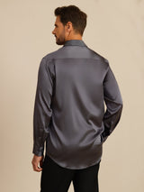 [Dark Gray] SilkSilky-AU Long Sleeve Lapel Collar Men's Shirt 002