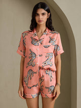 [Pink Cat] SilkSilky-AU Short Sleeve Lapel Collar Women's Pyjamas 006