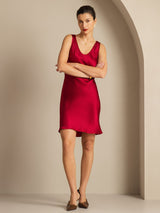 [Wine] SilkSilky-AU Sleeveless Scoop Neck Dress 006