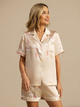 [Champagne] SilkSilky-AU Short Sleeve Lapel Collar Women's Pyjamas 003