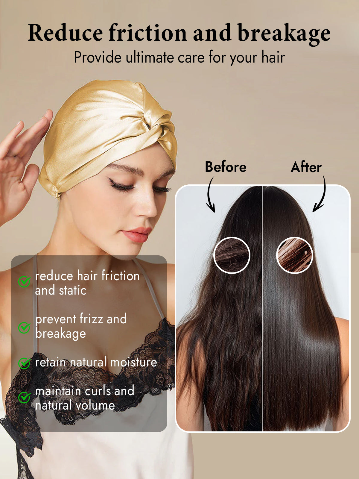 [Champagne] SilkSilky-AU Pure Silk Sleep Cap 004