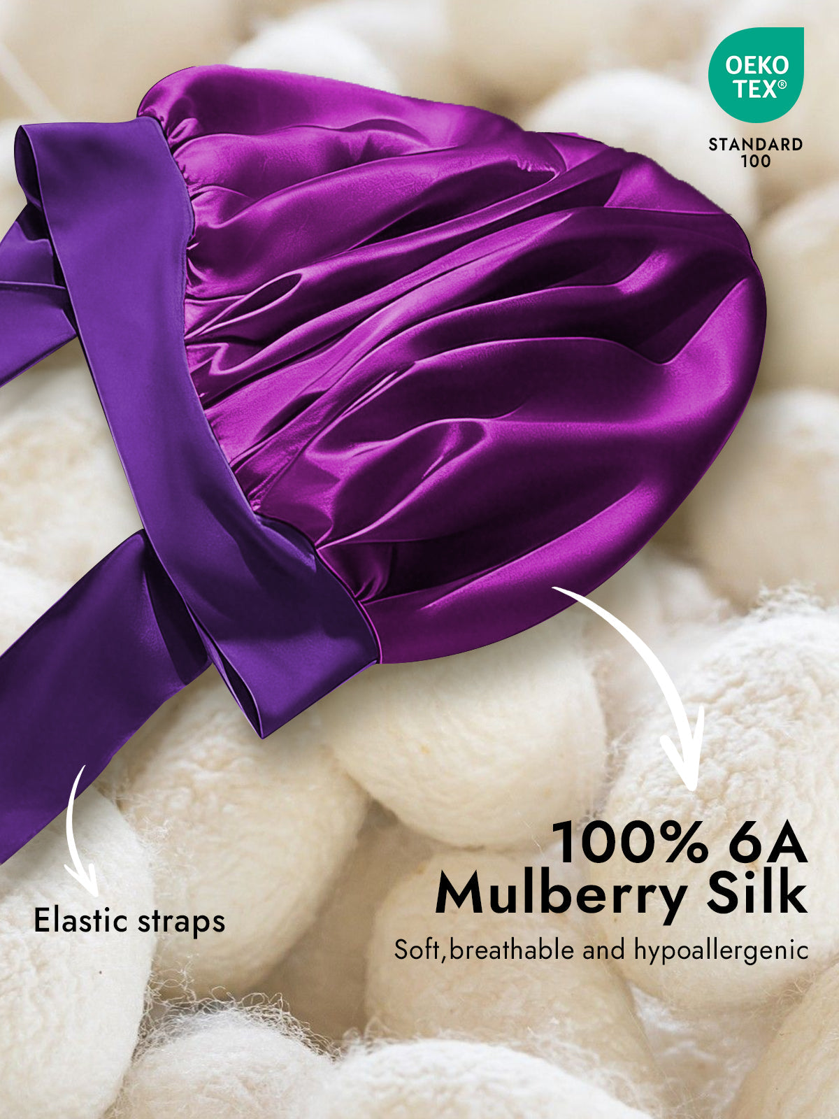 [Purple] SilkSilky-AU Pure Silk Sleep Cap 002