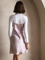[Lavender] SilkSilky-AU Spaghetti Strap V Neck Dress 002