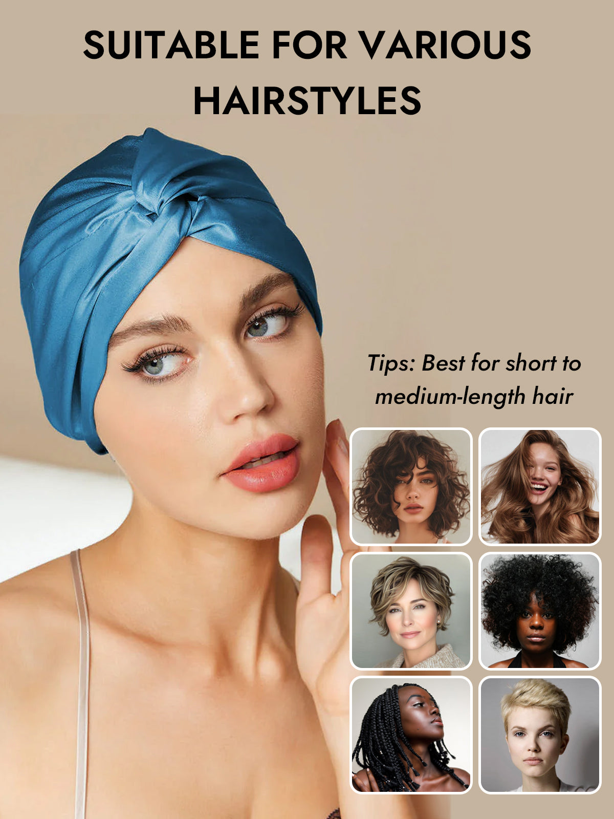 [Teal] SilkSilky-AU Pure Silk Sleep Cap 006