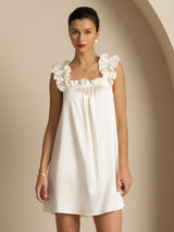 [White] SilkSilky-AU 19Momme Silk Sleeveless Square Neck Dress 003
