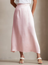 [Pink] SilkSilky-AU 19Momme Stretch Silk Charmeuse Skirt 003