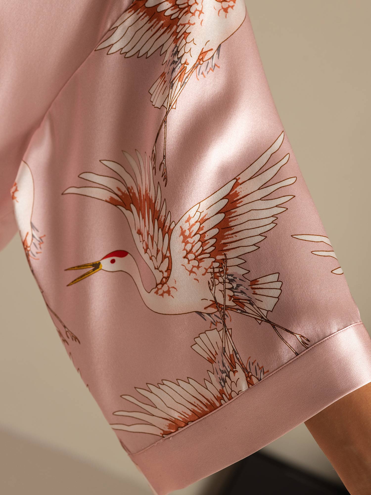 [Pink] SilkSilky-AU 3/4 Sleeve Deep V Neck Women's Dressing Gown 004