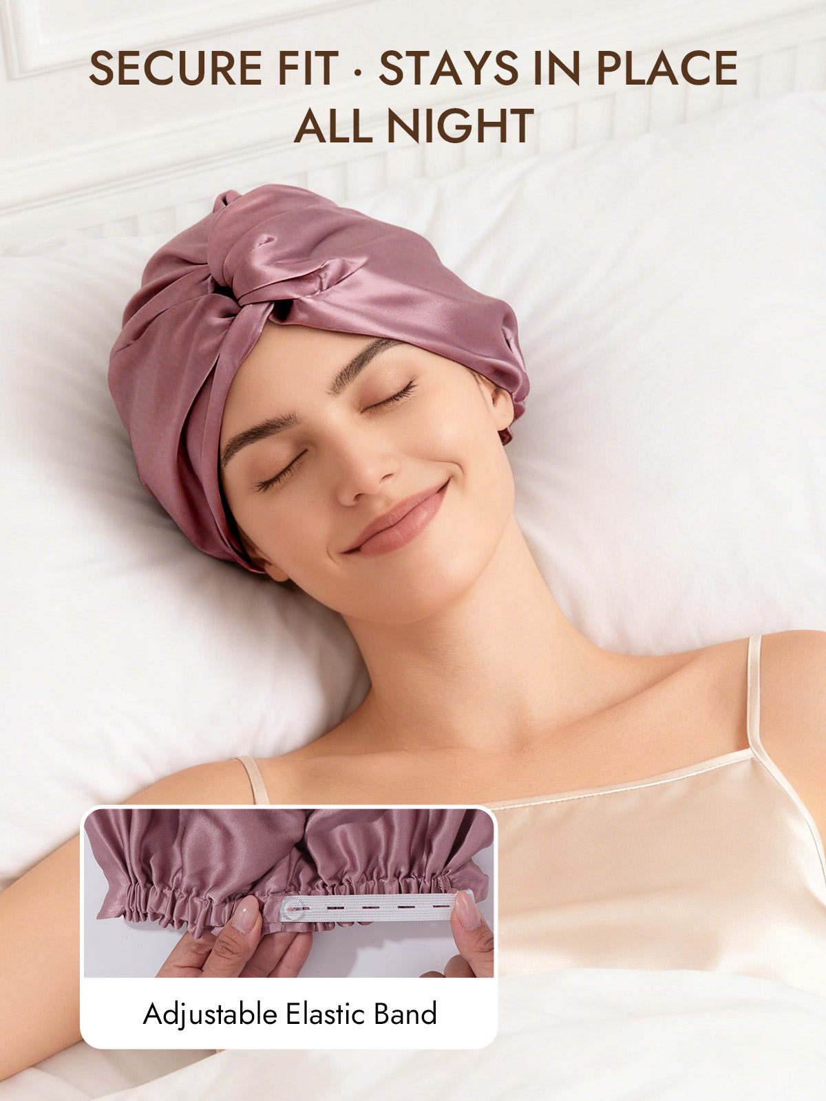 [Pale Mauve] SilkSilky-AU 22Momme Pure Silk Sleep Cap 004