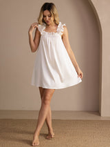 [White] SilkSilky-AU Sleeveless Square Neck Nightgown 007
