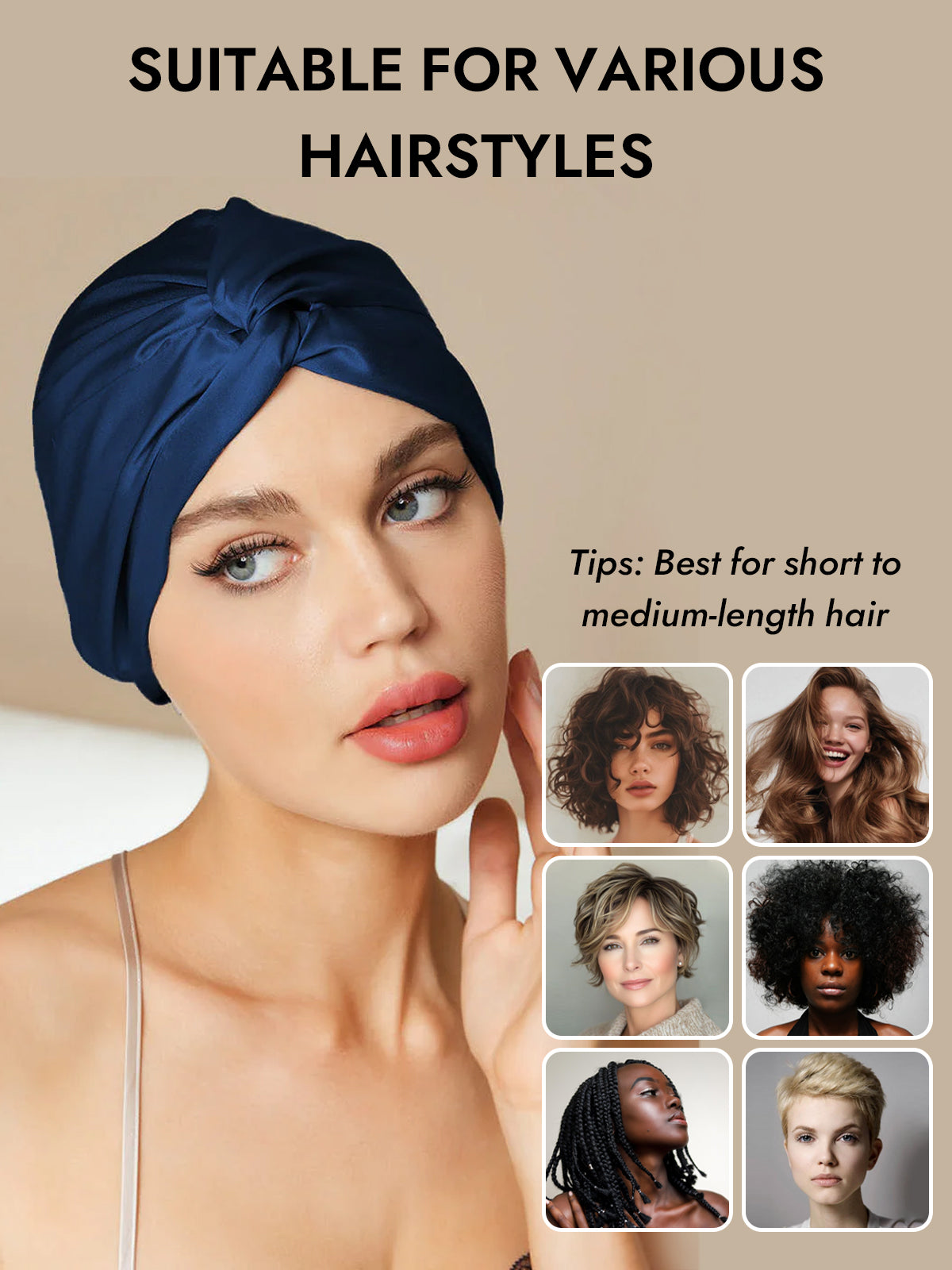 [Dark Blue] SilkSilky-AU Pure Silk Sleep Cap 006