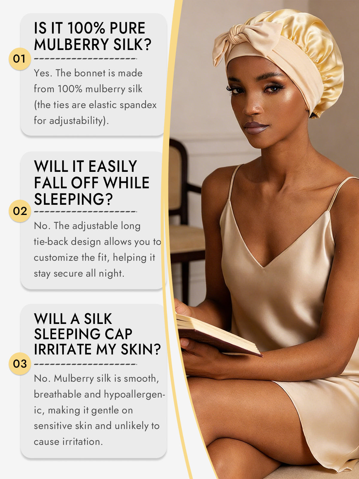 [Champagne] SilkSilky-AU Sleep Cap 006
