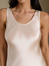 [Beige] SilkSilky-AU Sleeveless Dress 004