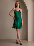 SilkSilky AU Pure Silk Sleeveless V Neck Dress Green 004