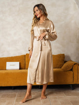 [Champagne] SilkSilky-AU Long Sleeve Women's Dressing Gown 005
