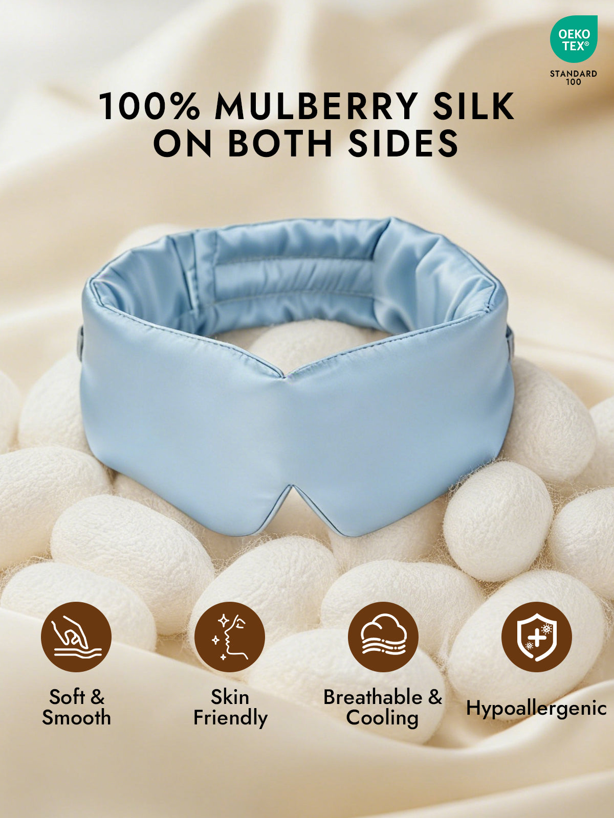 [Light Blue] SilkSilky-AU 19Momme Pure Silk Eye Mask 002