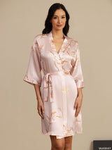 [Pink] SilkSilky-AU 3/4 Sleeve Women's Dressing Gown 005