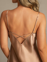 [Brown] SilkSilky-AU Sleeveless V Neck Nightgown 005