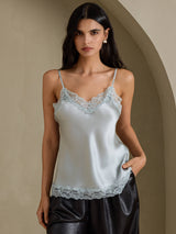 [Grayish Blue] SilkSilky-AU Spaghetti Strap V Neck Camisole 003