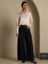[Light Pink] SilkSilky-AU Long Sleeve Lapel Collar Women's Shirt 005