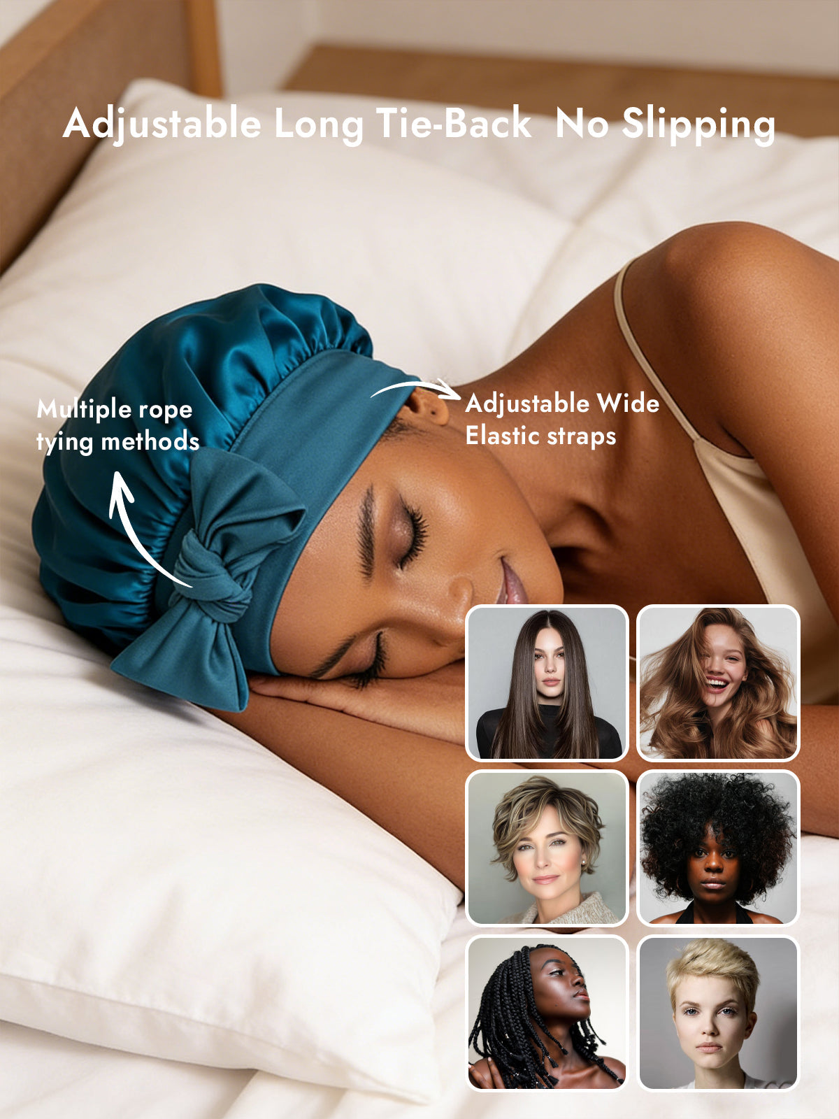 [Teal] SilkSilky-AU Pure Silk Sleep Cap 004