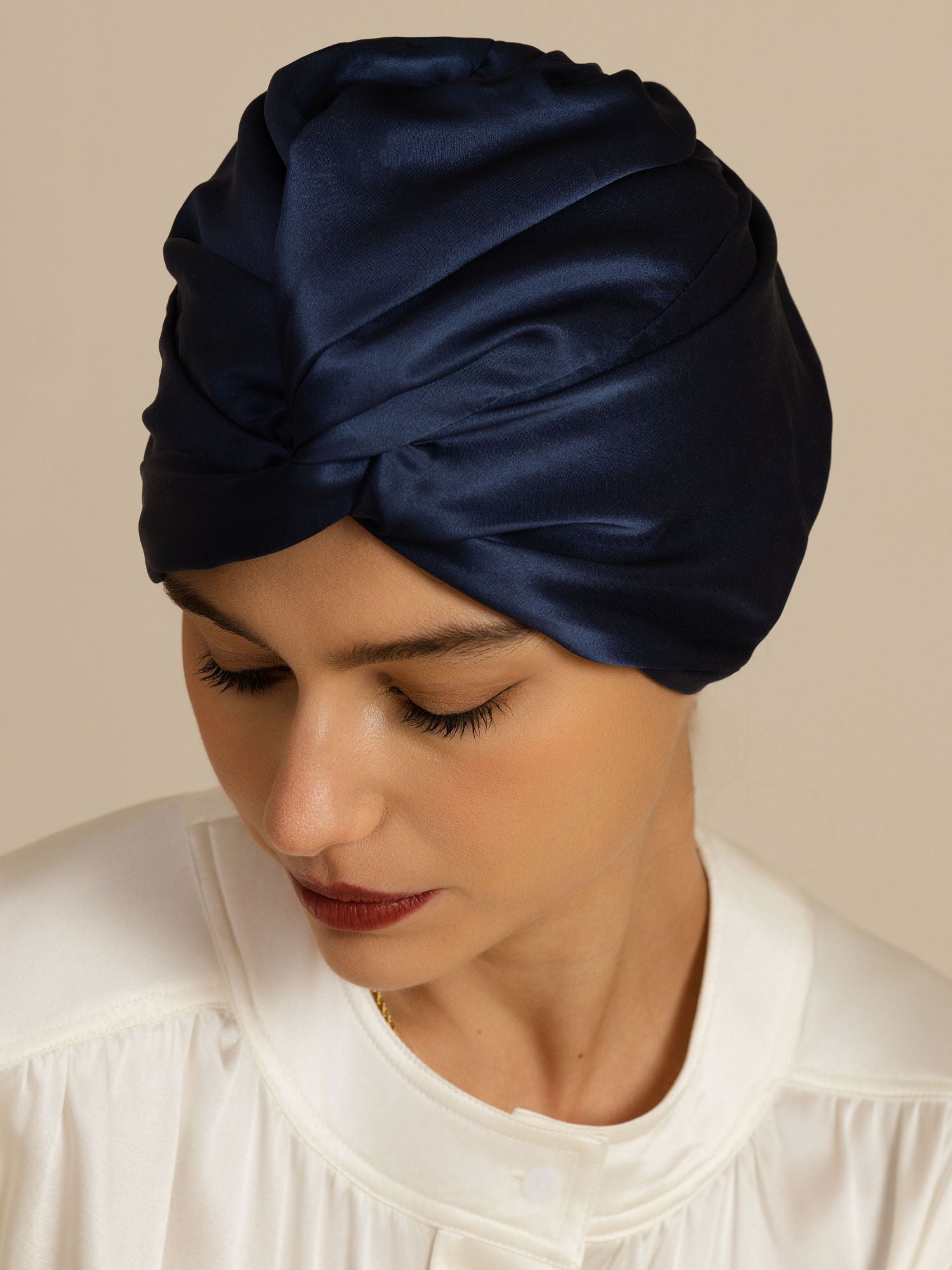 [Dark Blue] SilkSilky-AU 22Momme Sleep Cap 002
