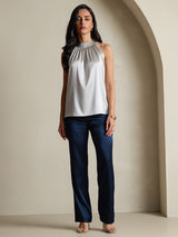 [Light Gray] SilkSilky-AU Sleeveless Halter Women's T-Shirt 006