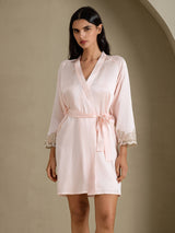 [Pink] SilkSilky-AU 3/4 Sleeve Women's Dressing Gown 001
