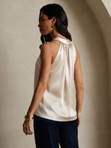 [Beige] SilkSilky-AU Sleeveless Halter Women's T-Shirt 002