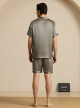 [Grayish Green] SilkSilky-AU Short Sleeve Notch Collar Men's Pyjamas 002