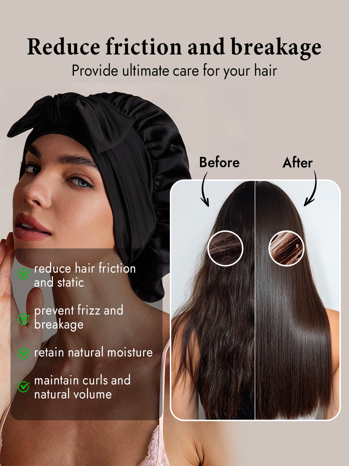 [Black] SilkSilky-AU Pure Silk Sleep Cap 003