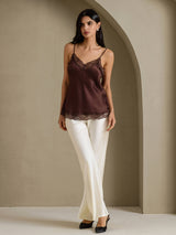 [Brown] SilkSilky-AU Spaghetti Strap V Neck Camisole 008